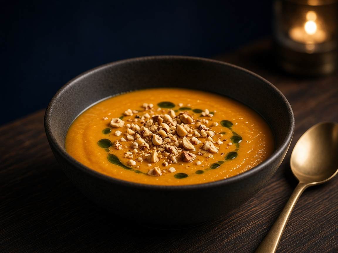 Velouté de courge et noisette